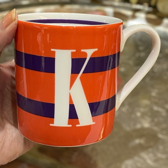 Kate Spade To The Letter “K” Coffee Tea Mug Cup Orange Purple Lenox - Picture 6 of 7